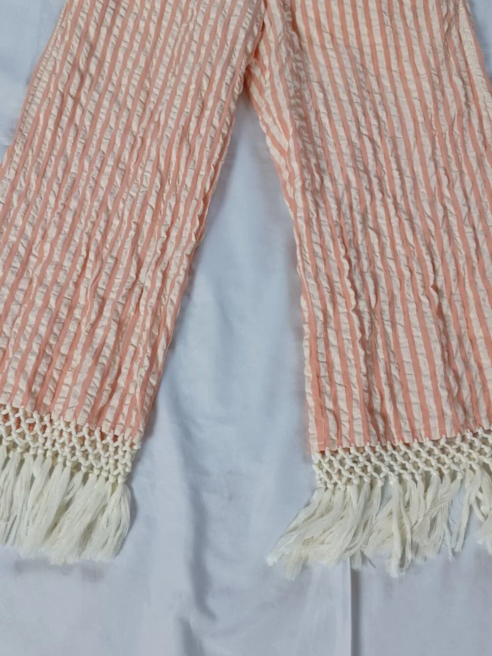 Roller Rabbit Womens Tianna Top And Pants Set Fringe Coral Stripe CoverUp Size M